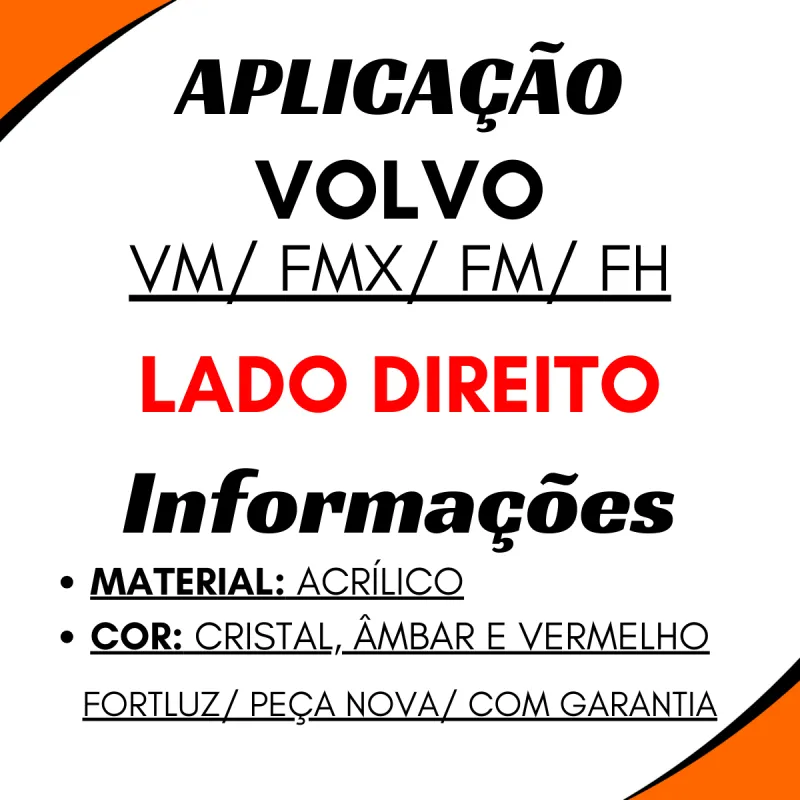 Lente Lanterna Direita/Esquerda Volvo Fh | Fm Apos 2004